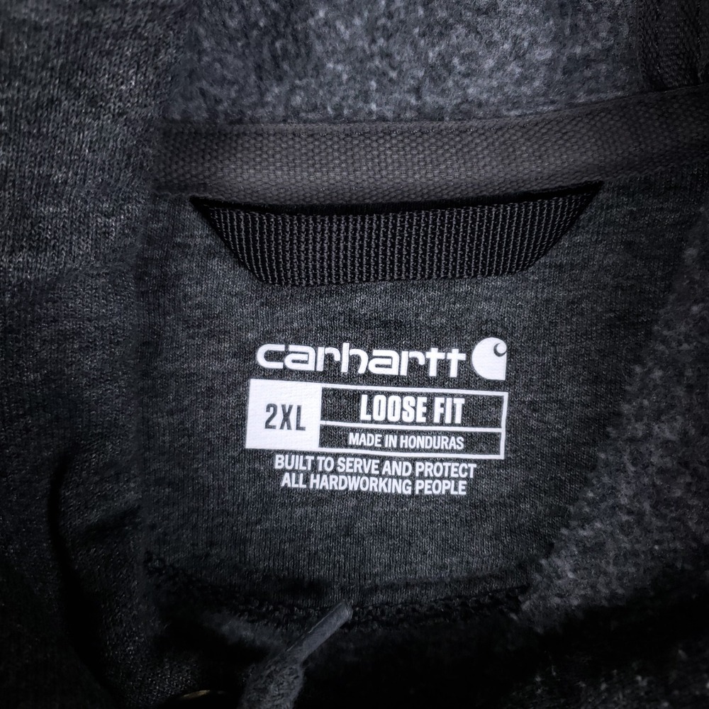 Carhartt Hoodie Mens 2XL Loose Fit K121 Pullover Carbon Gray Workwear Sweatshirt - Picture 6 of 10